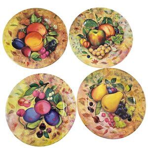 Godinger Still Life Fruit Series Hand Painted Salad Luncheon Plates – Set of 4**
